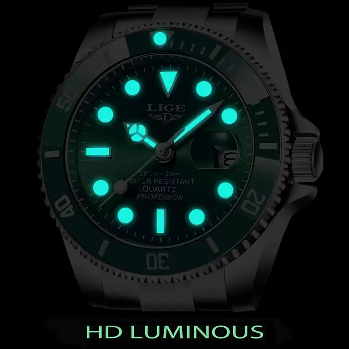 Montre de plongée de luxe de marque haut de gamme LIGE pour hommes