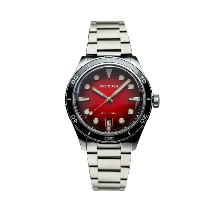 Montre Mécanique Vintage uni-dive PX1697 avec Cadran Blanc Emaillé et Résistance à l'Eau 20 Bars pour Hommes Occasions Spéciales