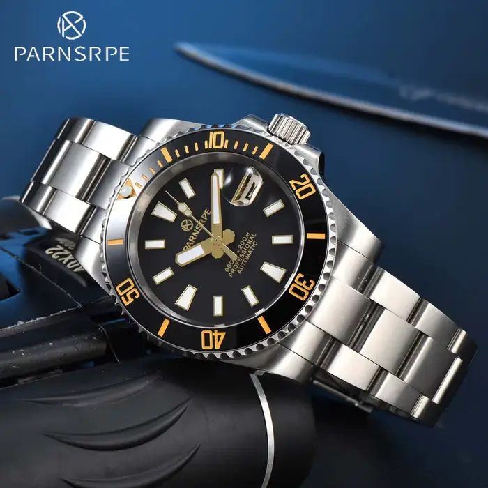 PARNSRPE-Montre mécanique de luxe pour homme, horloge en cristal saphir, lunette en céramique, origi