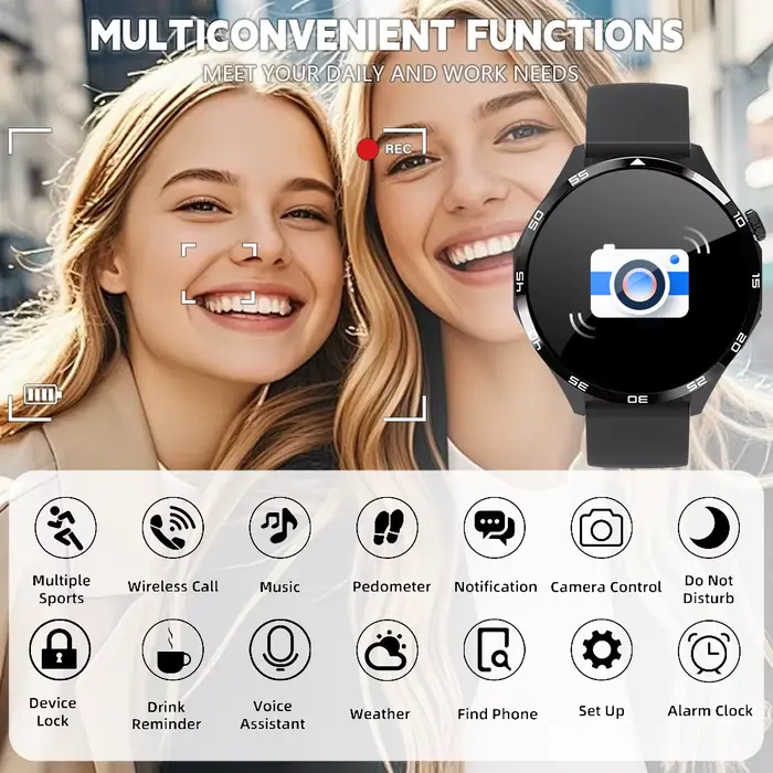 Montre connectée ERUN pour homme tracker d'activité appel et SMS sans fil écran TFT HD compatible iPhone Android occasions spéciales