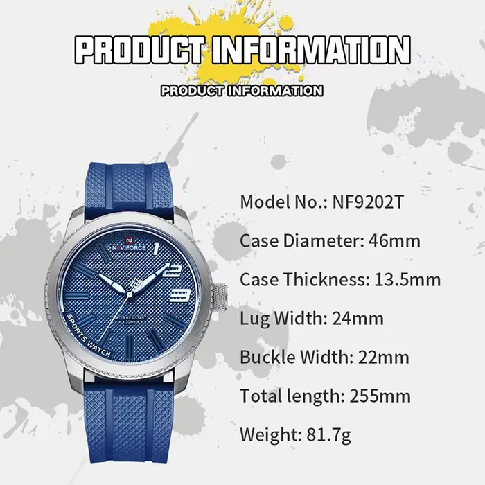 NAVIFORCE montres haut de gamme marque militaire Sport montre hommes Silicone étanche