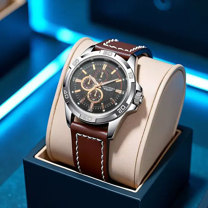 Montre décontractée et élégante en alliage avec bracelet en cuir pour homme occasions quotidiennes et spéciales