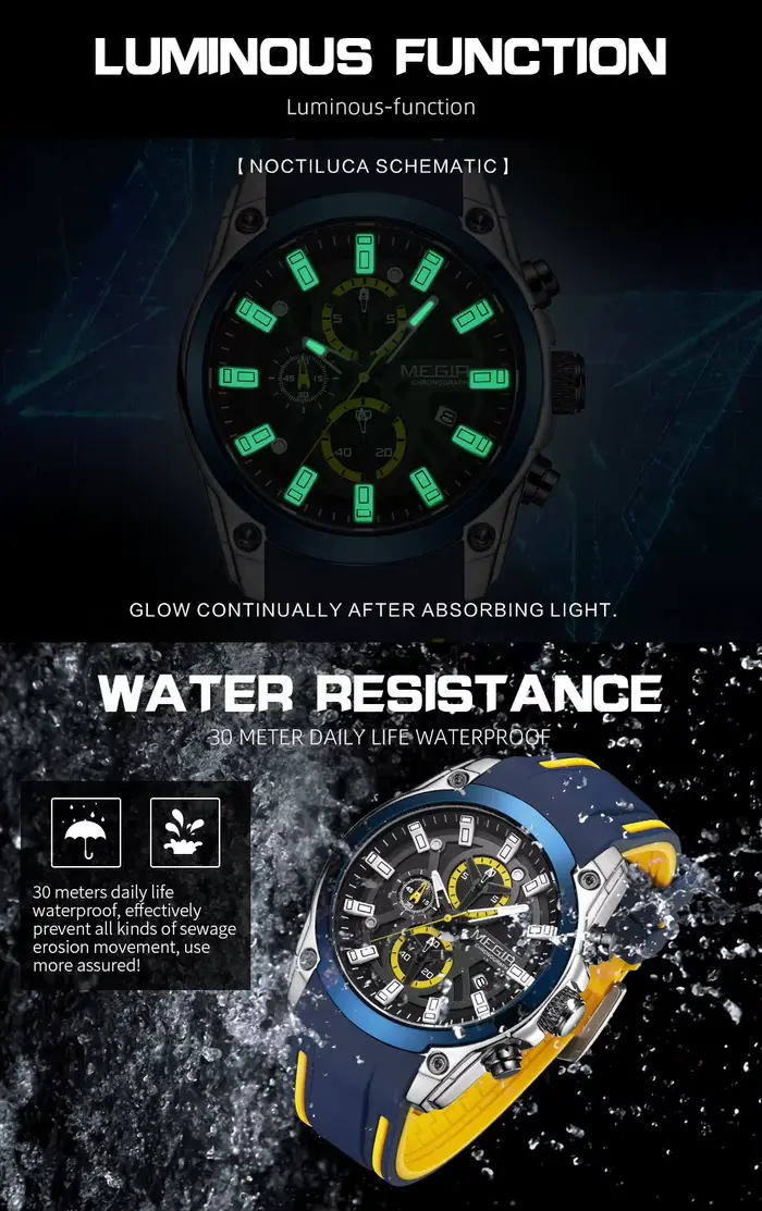Montre MEGIR Quartz pour Hommes avec Chronographe et Affichage Analogique-Digital Occasions Sportives et Luxe