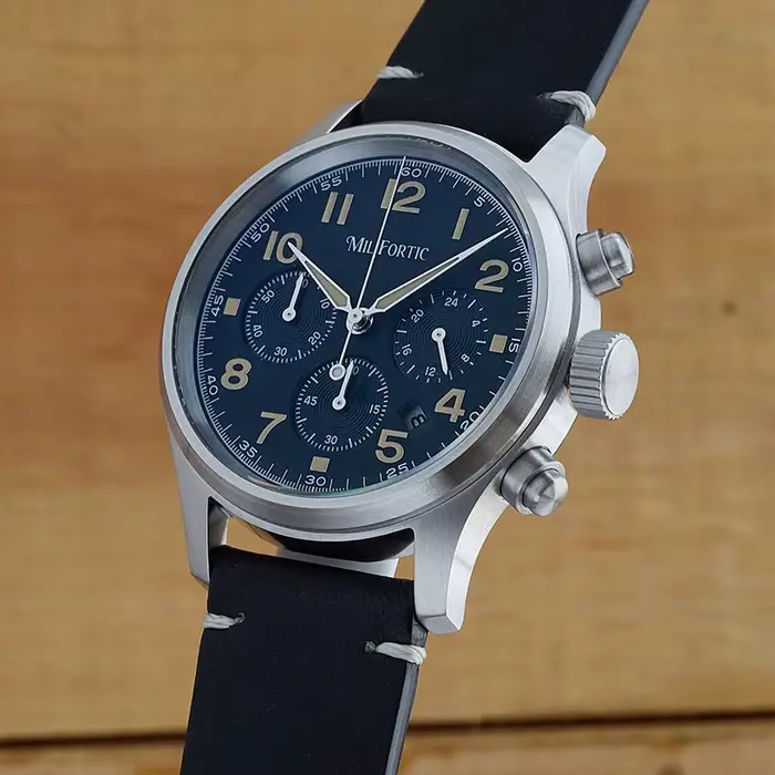Milifortic 39mm homme chronographe montre VS75 mouvement à Quartz à énergie solaire rétro lumineux étanche