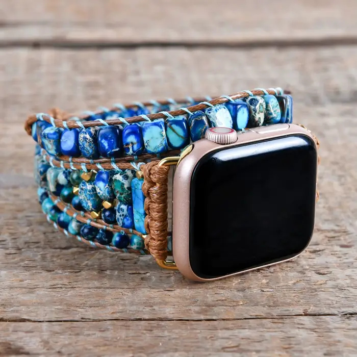 Bracelet de montre en perles de pierres semi-précieuses