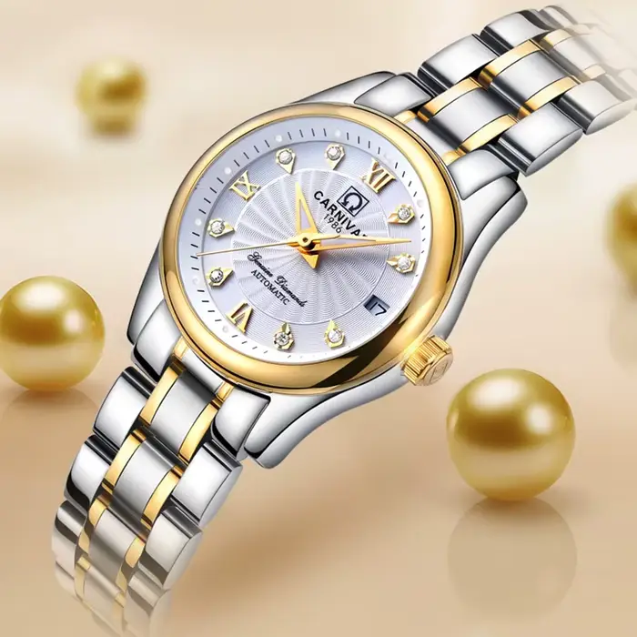 CARNIVAL marque de luxe montre mécanique pour femmes dames mode saphir mouvement automatique montres étanche Reloj Mujer