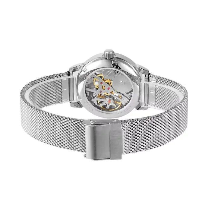 Montre Femme Forsining 2026 Luxe Squelette Argent Bracelet Étanche Mécanique Cadeau