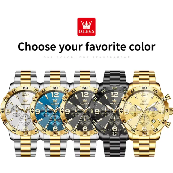 OLEVS 3678 montre pour hommes Original en acier inoxydable