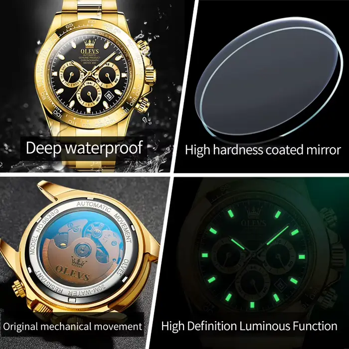 OLEVS 6638 marque originale classique homme montre de luxe automatique mécanique montres pour hommes chronographe