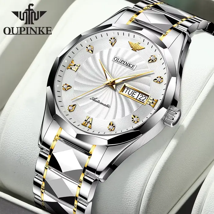 OUPINKE 3169 haute qualité luxe hommes montre automatique mécanique montre-bracelet 50M étanche jour