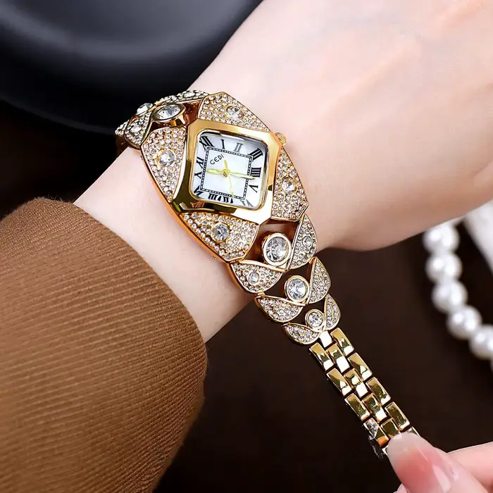 Montre élégante pour femme en acier inoxydable avec mouvement à quartz certifiée CE pour occasions spéciales et activités quotidiennes