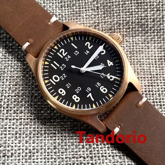 Montre automatique pour homme Tandorio Japan NH35A PT5000 en bronze massif CuSn8