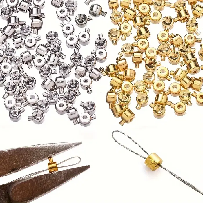 20 pièces de fermoirs de positionnement en cuivre 3x4mm avec capuchons de perles - Connecteurs pour colliers et
