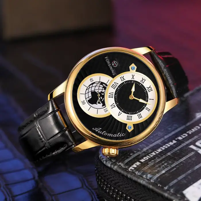 Nouvelle mode Sport course Design or noir hommes montres haut de gamme de luxe mâle automatique mécanique