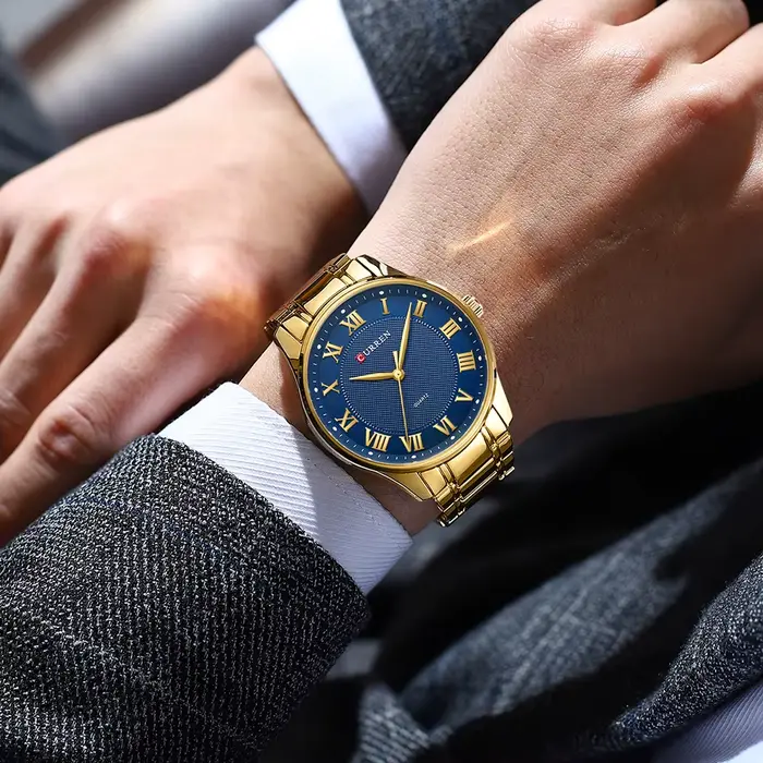 CURREN or montre pour hommes haut de gamme de luxe or Quartz acier inoxydable étanche affaires mode Simple