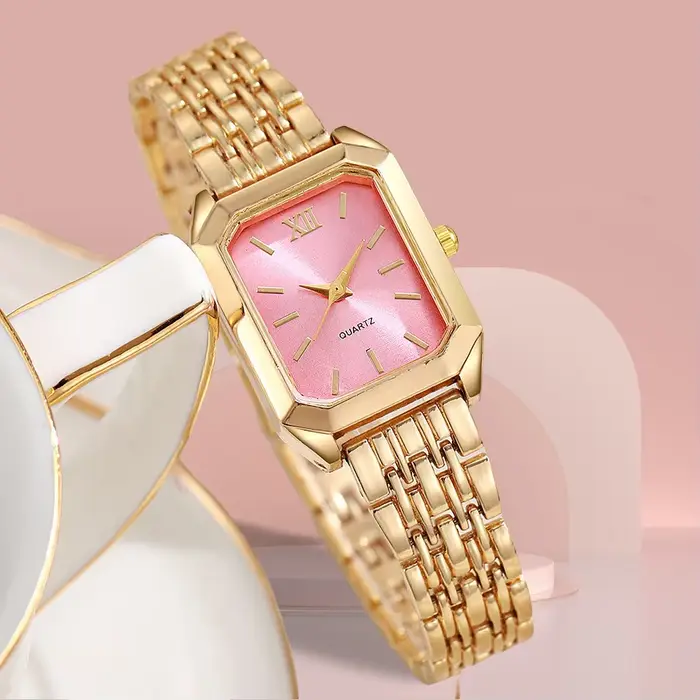 Montre Quartz sans Logo Femmes Elégante Bracelet Acier Inoxydable Occasion Spéciale