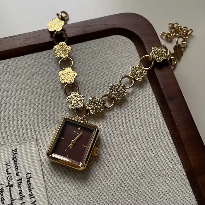 Bracelet tournesol luxe art médieval bordeaux bracelet femme quartz élégant occassionnel pour femmes
