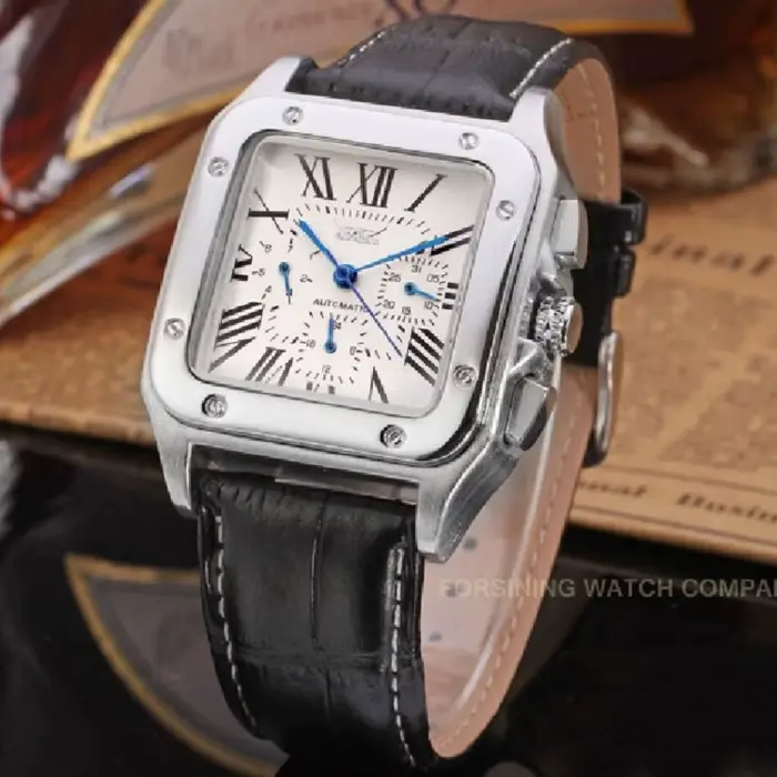 Nouvelle montre mécanique automatique carrée de luxe haut de gamme pour hommes
