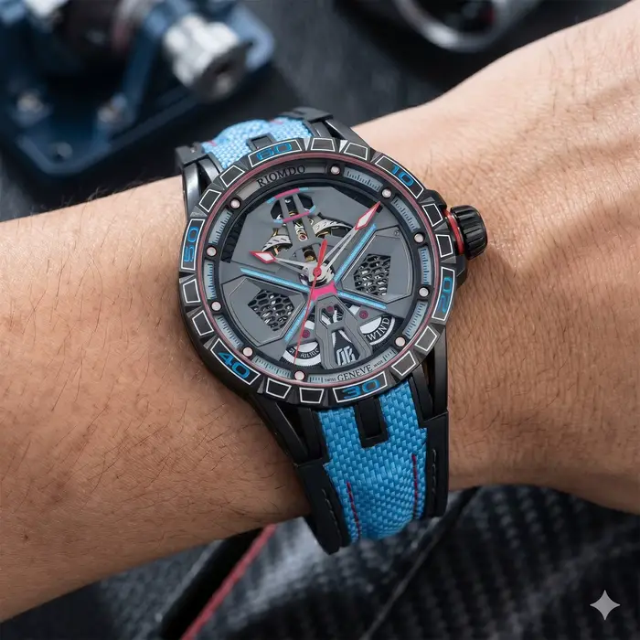 OBLVLO Montres mécaniques automatiques squelette de luxe pour hommes