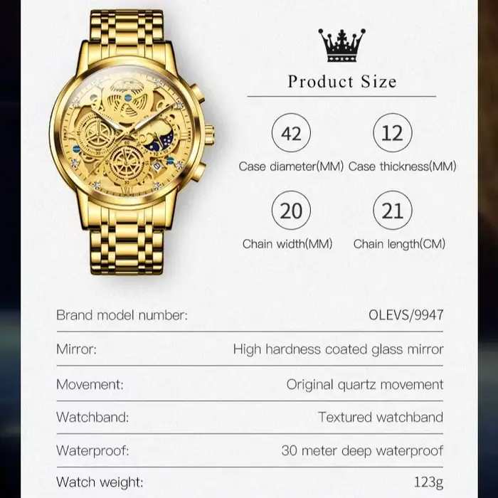 OLEVS montres pour hommes Top marque de luxe Original montre à Quartz étanche pour homme or squelette Style 24 heures jour nuit nouveau