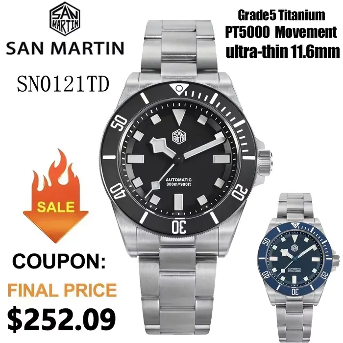Montre de plongée en titane San Martin SN0121TD