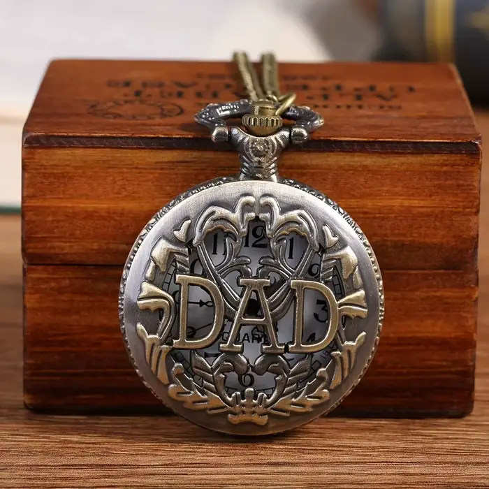 Papa montre de poche père cadeau vintage flip cadeau montre mode créative collier personnes âgées mo