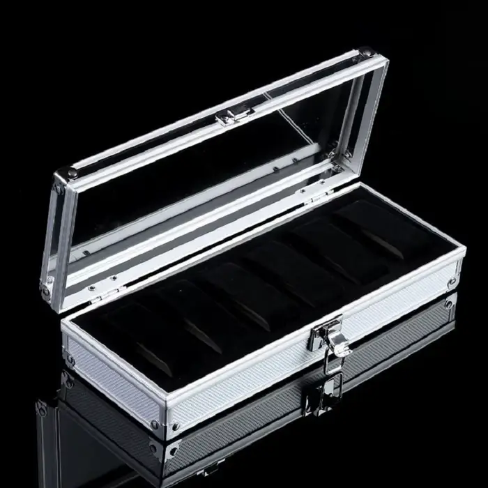 Boîte de rangement de montres en alliage d'aluminium élégante avec horloge pour collectionner jusqu'à 24 montres occasions spéciales