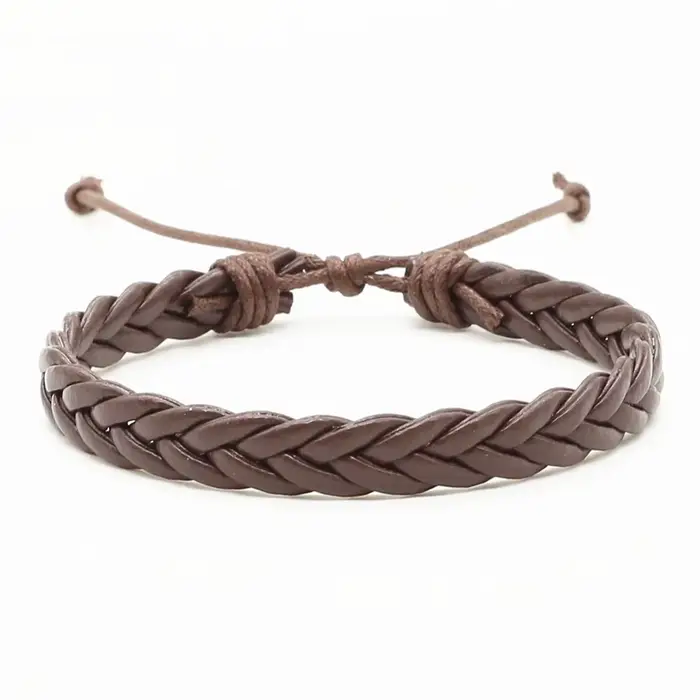 Nouveauté mode à la main noir marron tissage PU cuir Homme Femme femmes Bracelet hommes mâle bijoux accessoire