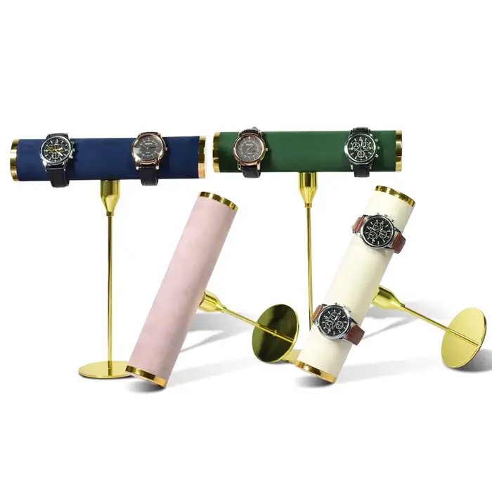 Organisateur de montres en velours avec design moderne et couleurs vives pour rangement et présentation de montres à la maison ou en boutique