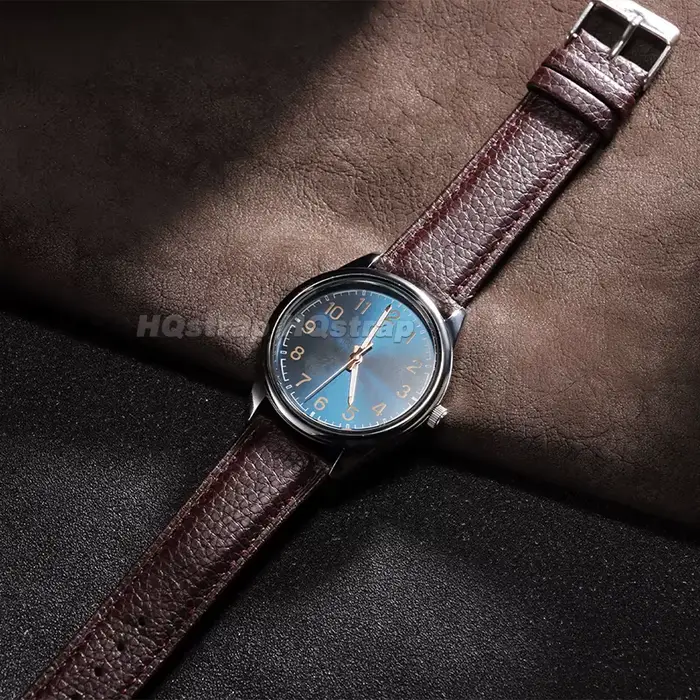 Bracelet de montre en cuir grainé litchi 10/12/14/16/18/20/22mm à dégagement rapide