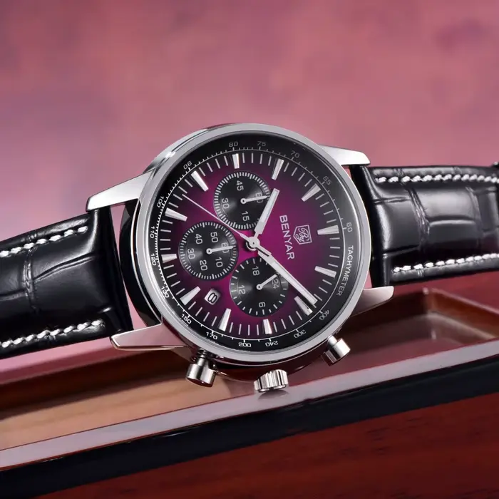 Benyar montres de luxe pour hommes Date chronographe Lrather homme montre étanche lumineux Sport militaire