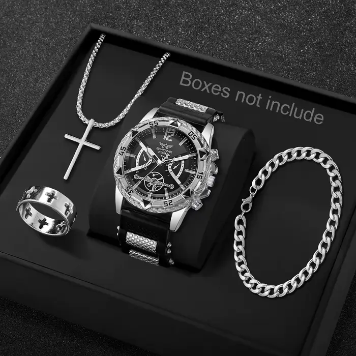 4 montres à quartz pour hommes avec cadran arabe tendance