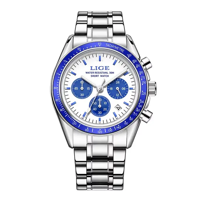LIGE-Montre à quartz étanche en acier inoxydable pour homme, montres-bracelets de sport, calendrier 