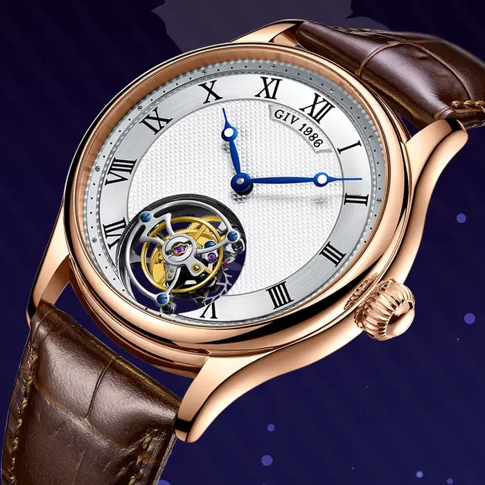 Seton-Montre Mécanique Tourbillon Volant pour Homme