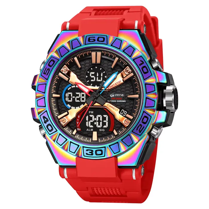 Nouvelle montre STRYVE pour hommes de haute qualité numérique-analogique double mouvement 5ATM montr
