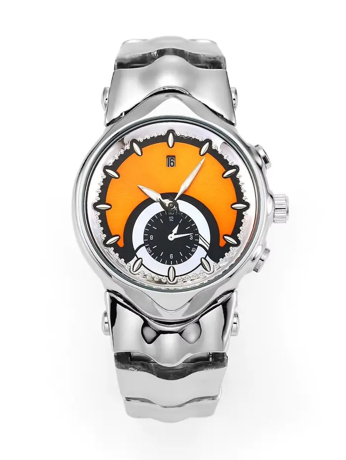 Montre pour homme à cadran bicolore avec bracelet unique en acier inoxydable rétro et haut de gamme,