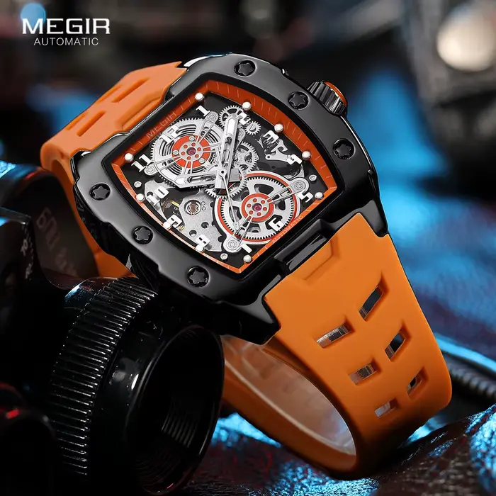 Montre automatique MEGIR 8602 Fashion Orange pour homme