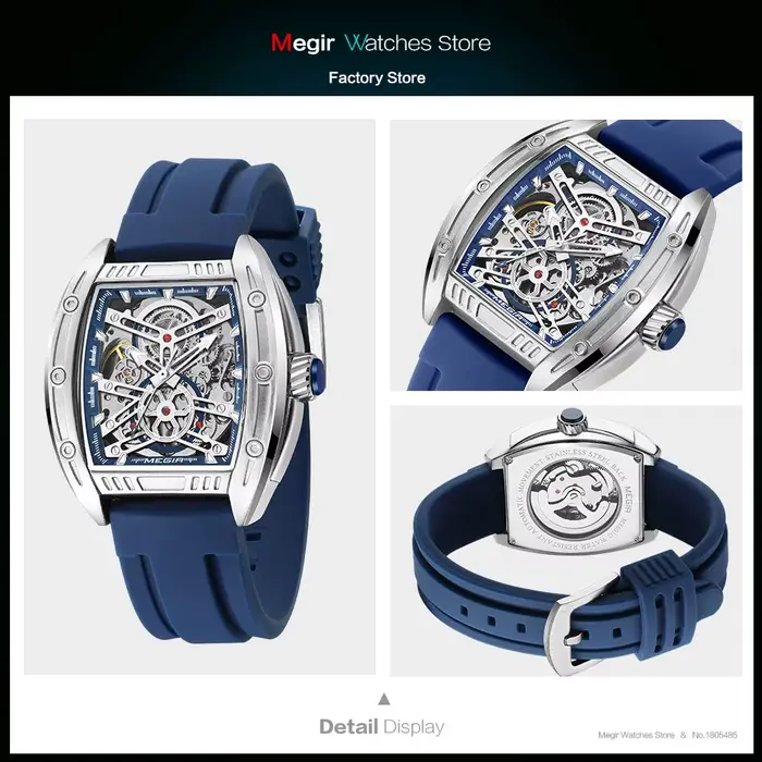 Montre mécanique orange tendance MEGIR pour homme