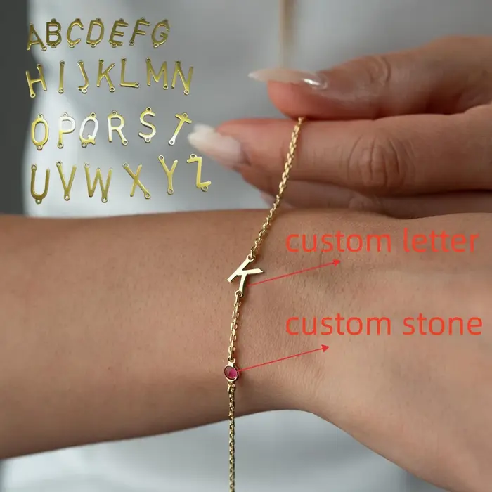 Bracelet en pierre de naissance initiale