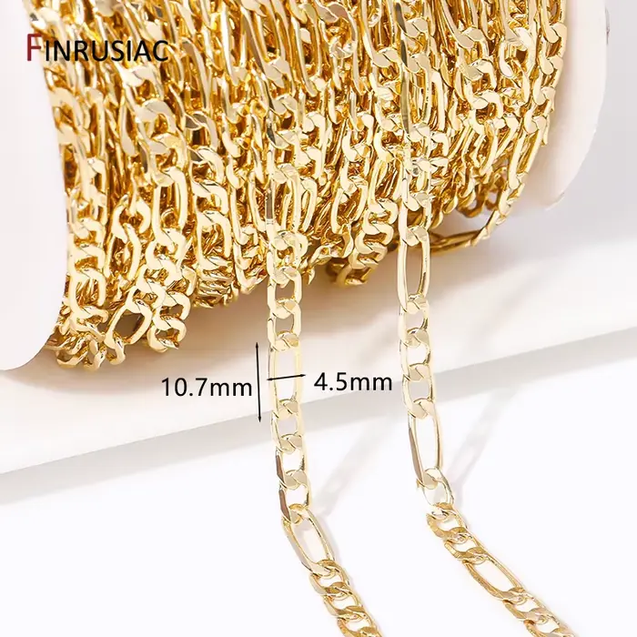 Chaînes plaquées or 14 carats pour la fabrication de bijoux, chaîne en laiton doré en vrac, accessoi