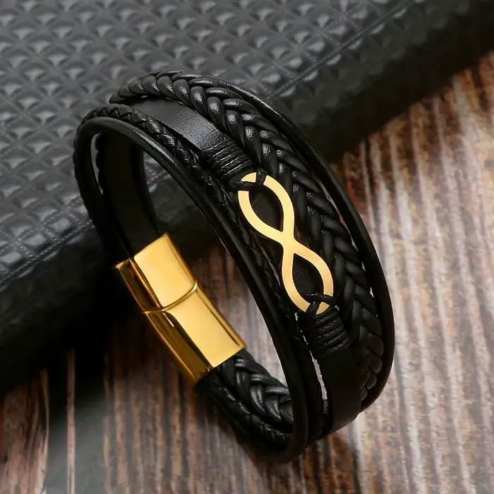 Bracelet en cuir multicouche pour hommes