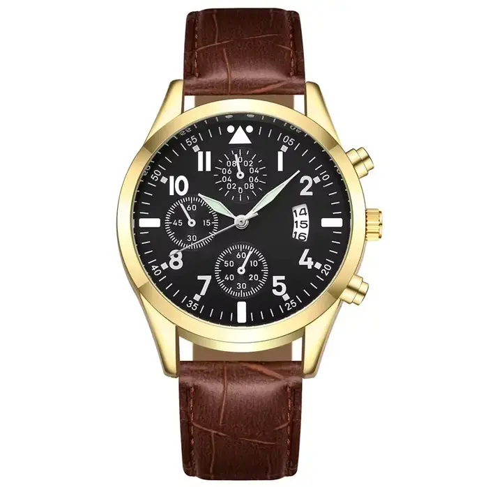 Montre en cuir avec calendrier pour homme