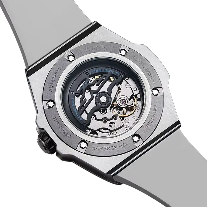 Montre mécanique pour hommes mode militaire Sport analogique montre-bracelet automatique avec bracelet en Silicone en acier inoxydable étanche Reloj