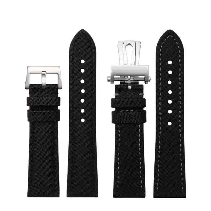 Bracelet de montre inférieur en cuir et toile de haute qualité