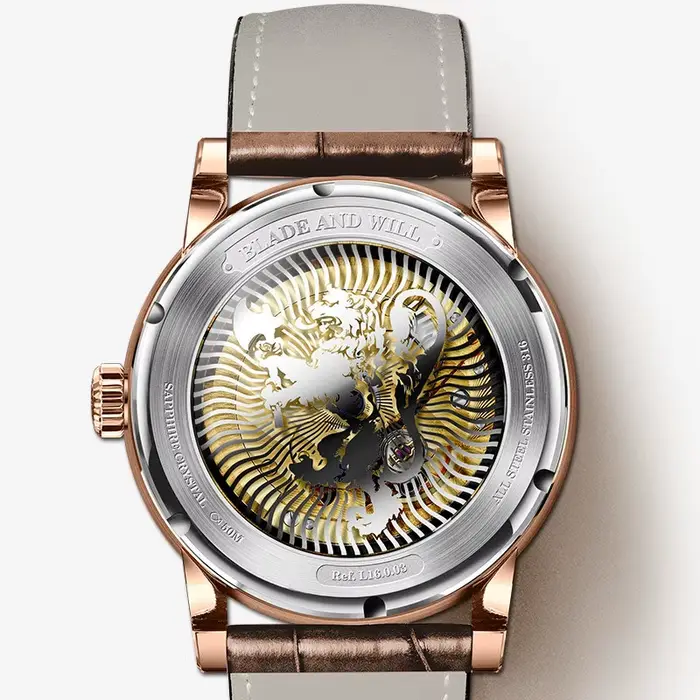 Montre mécanique LOBINNI Seagull ST16K3-3A homme automatique avec fonction heure mondiale, affichage de la semaine, date, 24 heures, phase lunaire et résistance à l'eau 50M