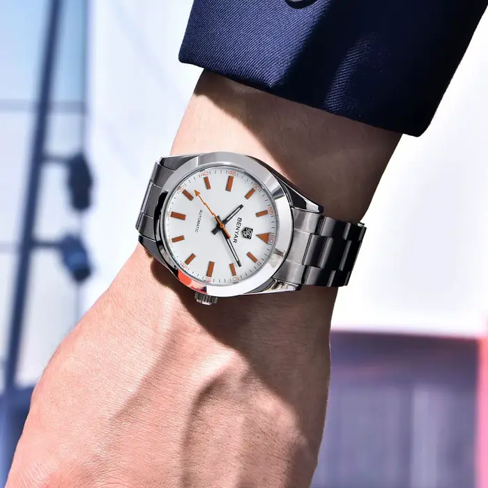 BENYAR 2025 nouvelle mode luxe montre automatique pour hommes 50M étanche en acier inoxydable mécanique montres