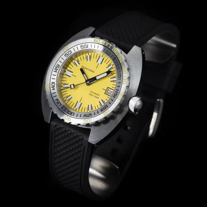 Montre SEESTERN SUB300T Argent Sportive Plongée Mécanique Bracelet Caoutchouc Occasions Spéciales Robuste Élégante
