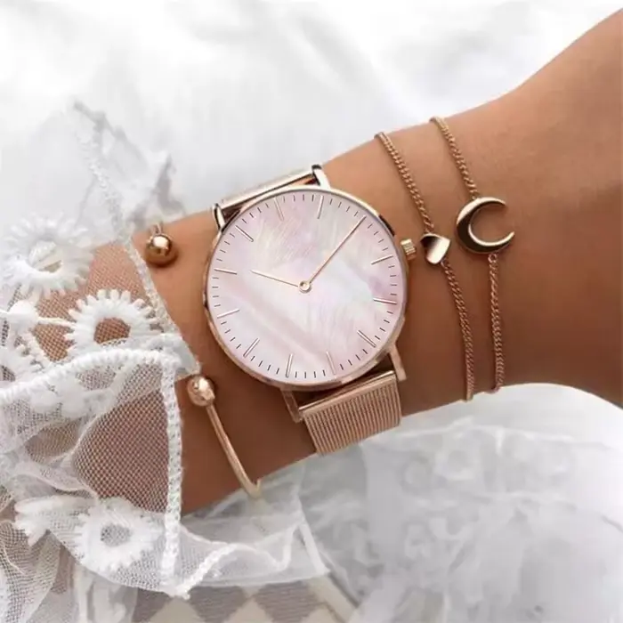 Marque de luxe montre en or Rose cadran coquille