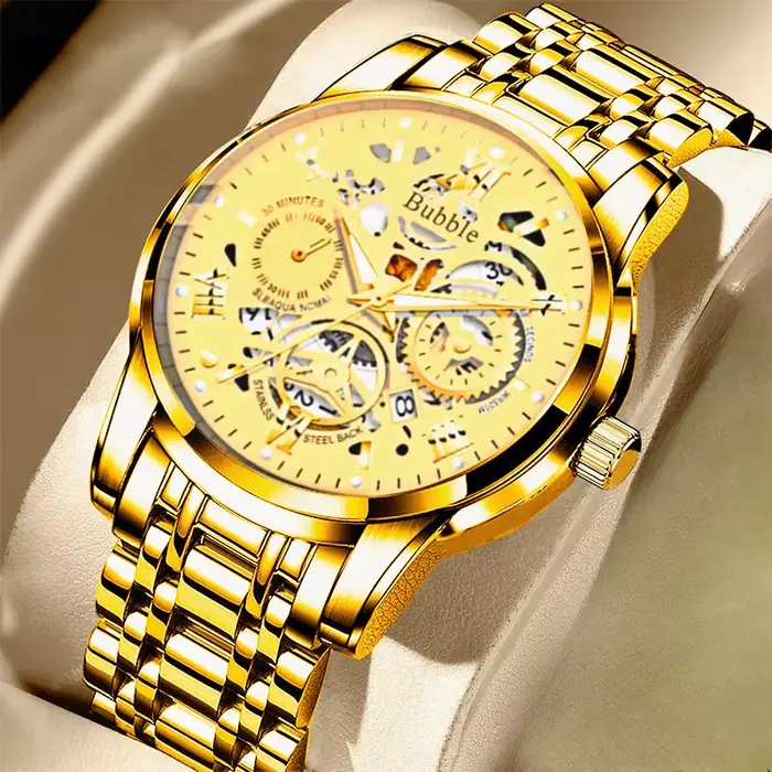 Montre rétro pour hommes bracelet en acier inoxydable affichage chiffre romain étanche pour toutes occasions style élégant et décontracté