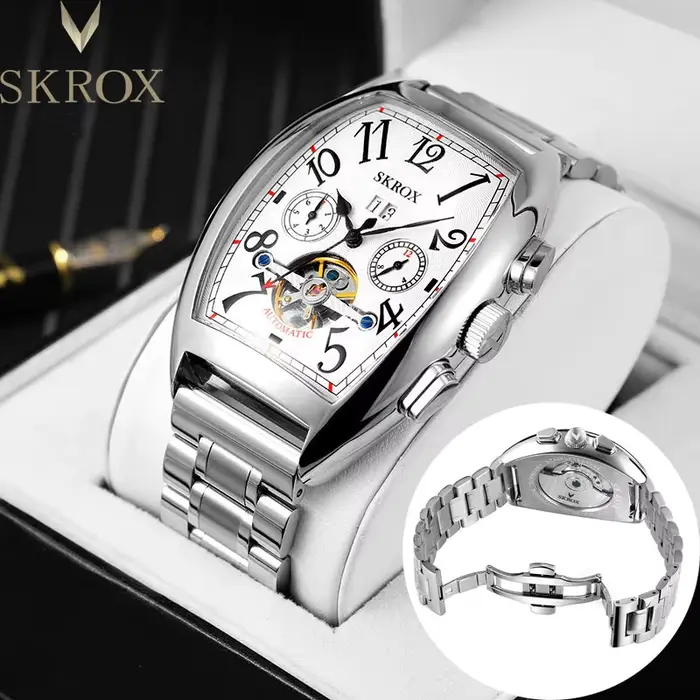 Original Tonneau Tourbillon mouvement automatique homme montre mécanique mâle montres Vintage marques de luxe horloge